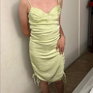 Zara Yellow Ruched Sheath Mini Dress